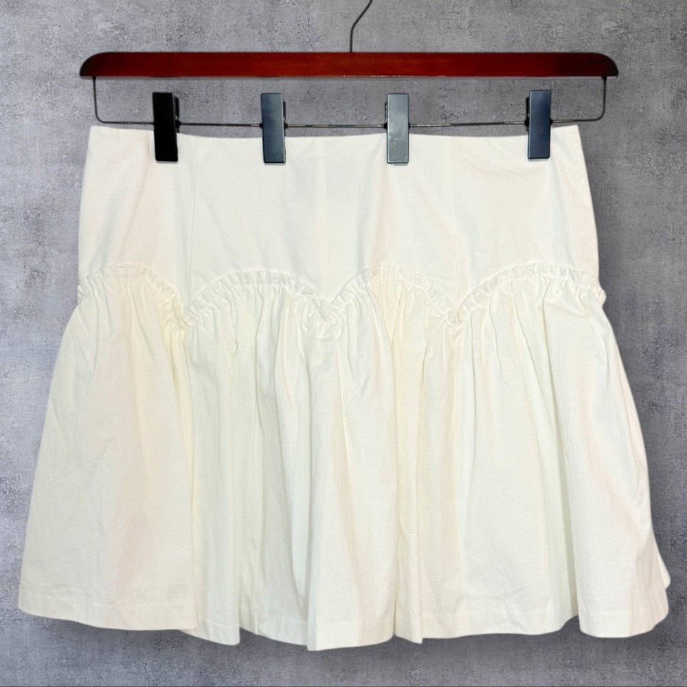 Anthropologie Mare Mare White Basque-Waist Mini Skirt XL - Picture 6 of 9